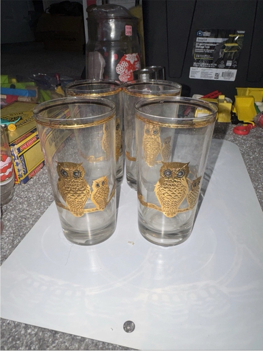 Gold Owl Glasses - Set of 4